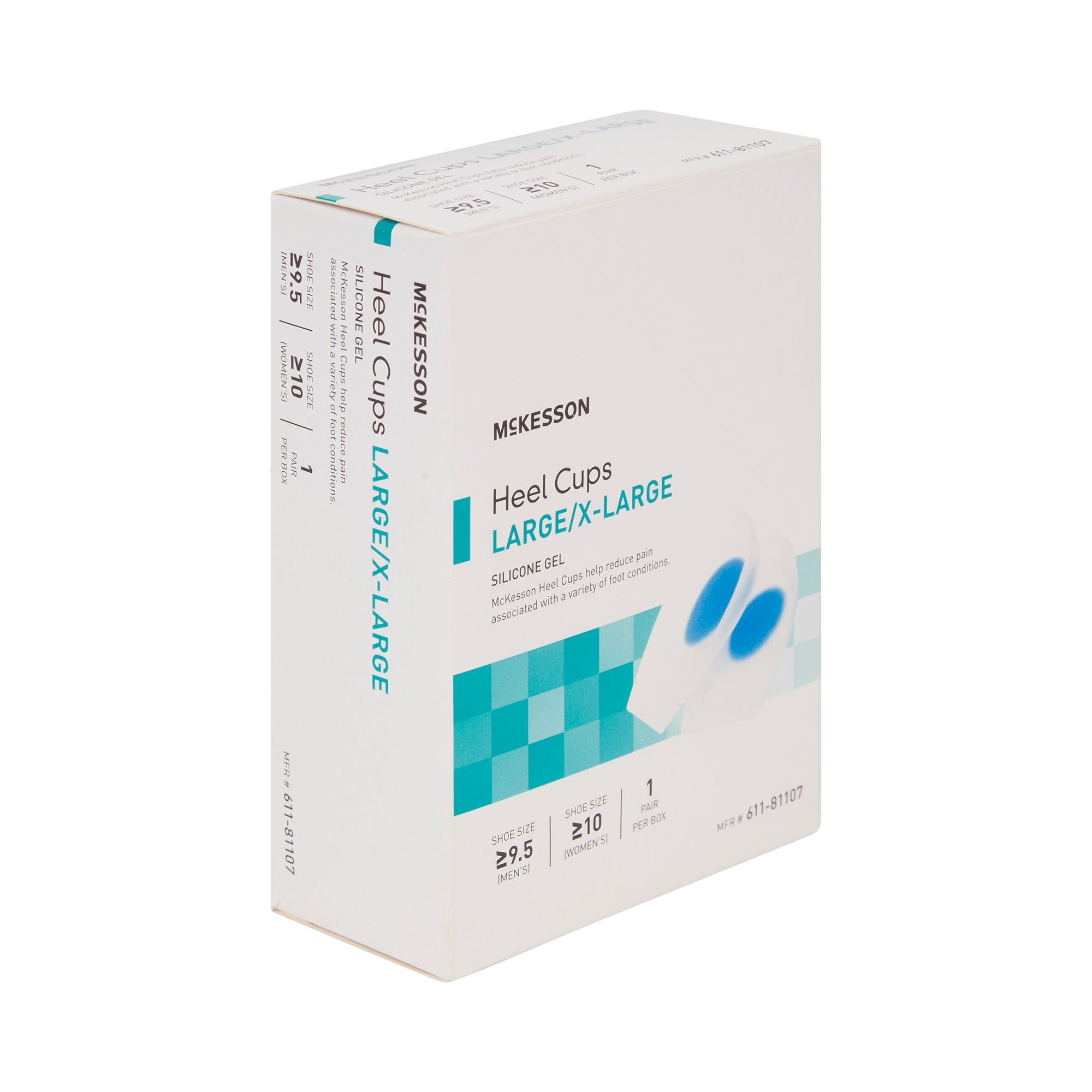 Heel Cup McKesson U-Shaped Silicone Gel Male Up to 9-1/2, Female Up to 10 Blue / Transparent, Packaging Type- Case