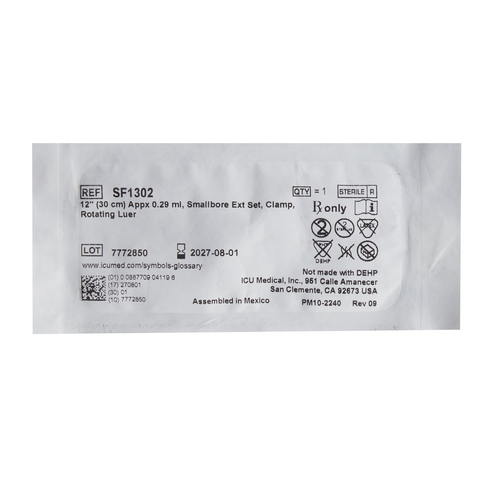 IV Extension Set ICU Small Bore 12 Inch Tubing, Packaging Type- Case