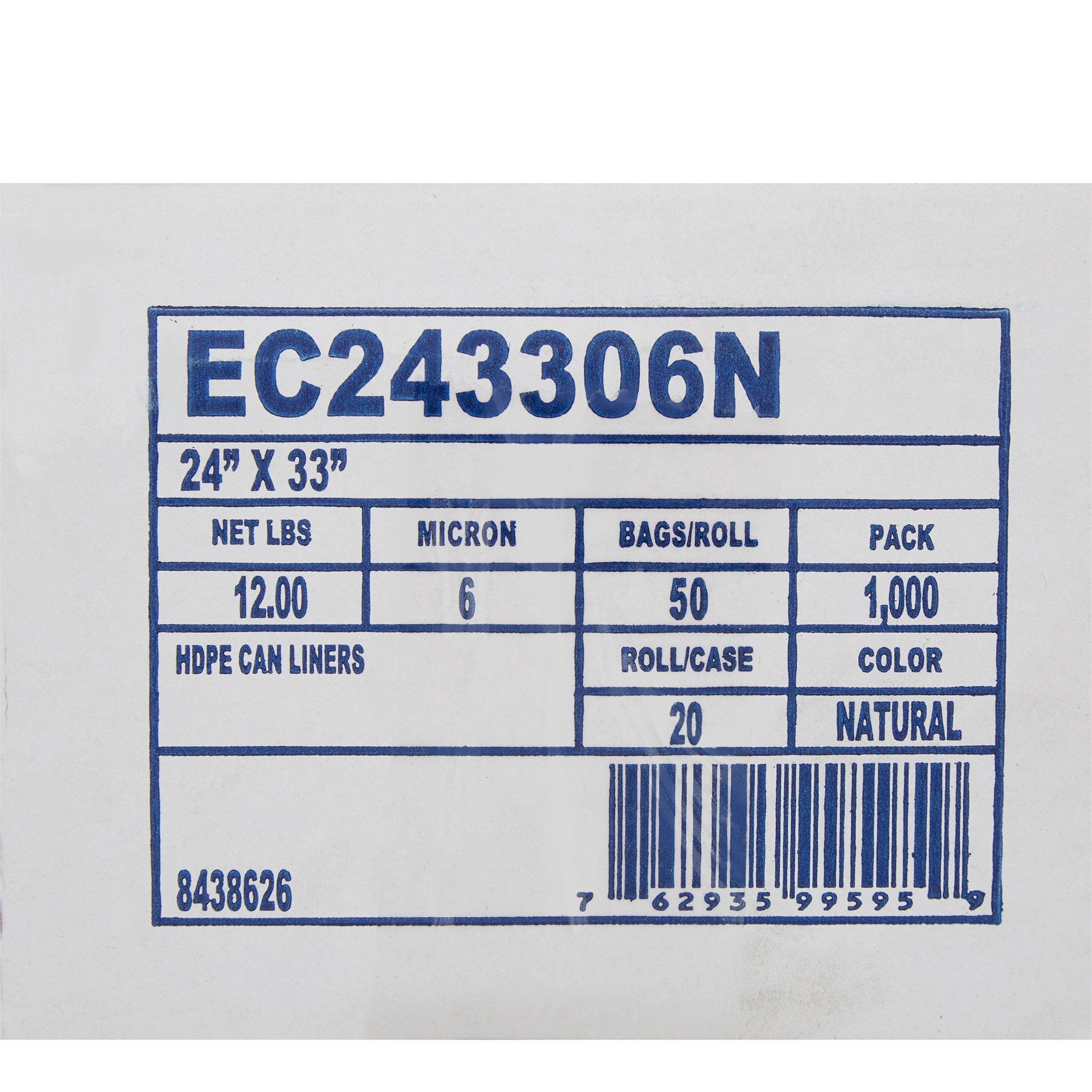 Trash Bag McKesson 15 gal. Clear HDPE 6 Mic. 24 X 33 Inch Star Seal Bottom Coreless Roll, Packaging Type- Case