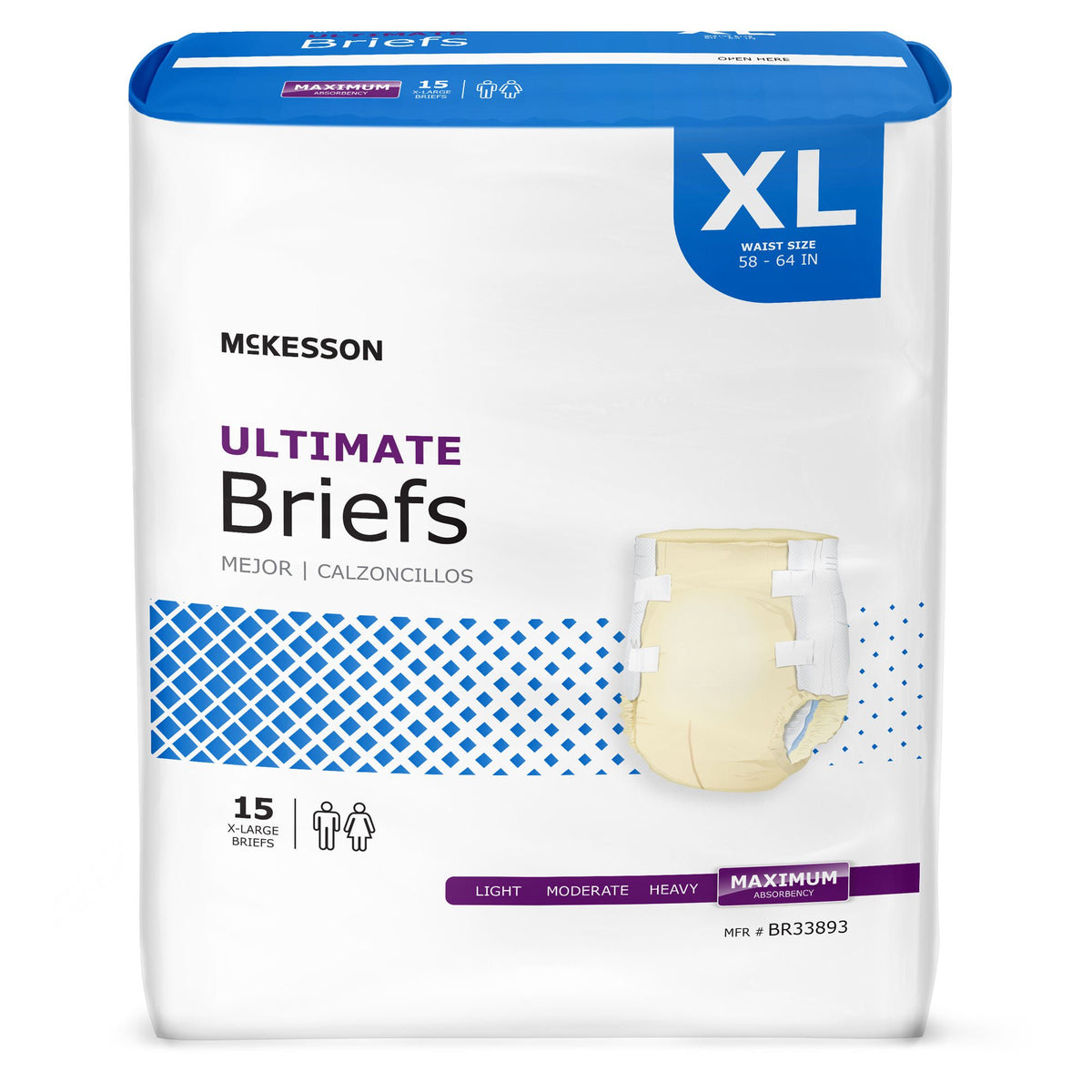 Unisex Adult Incontinence Brief McKesson Large Disposable Heavy Absorbency X-Large · Case of 60