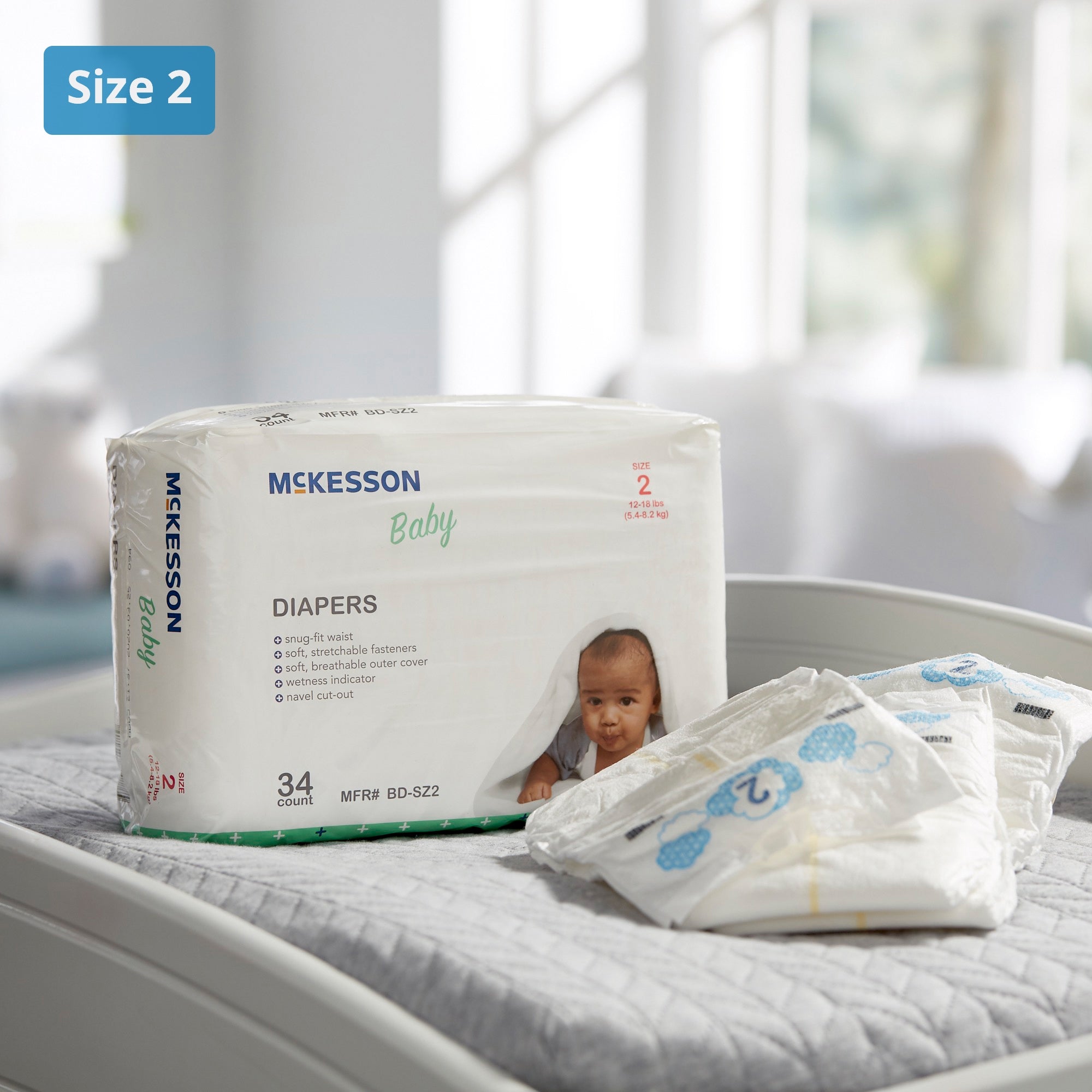 Unisex Baby Diaper McKesson Size 2 Disposable Heavy Absorbency, Packaging Type- Case