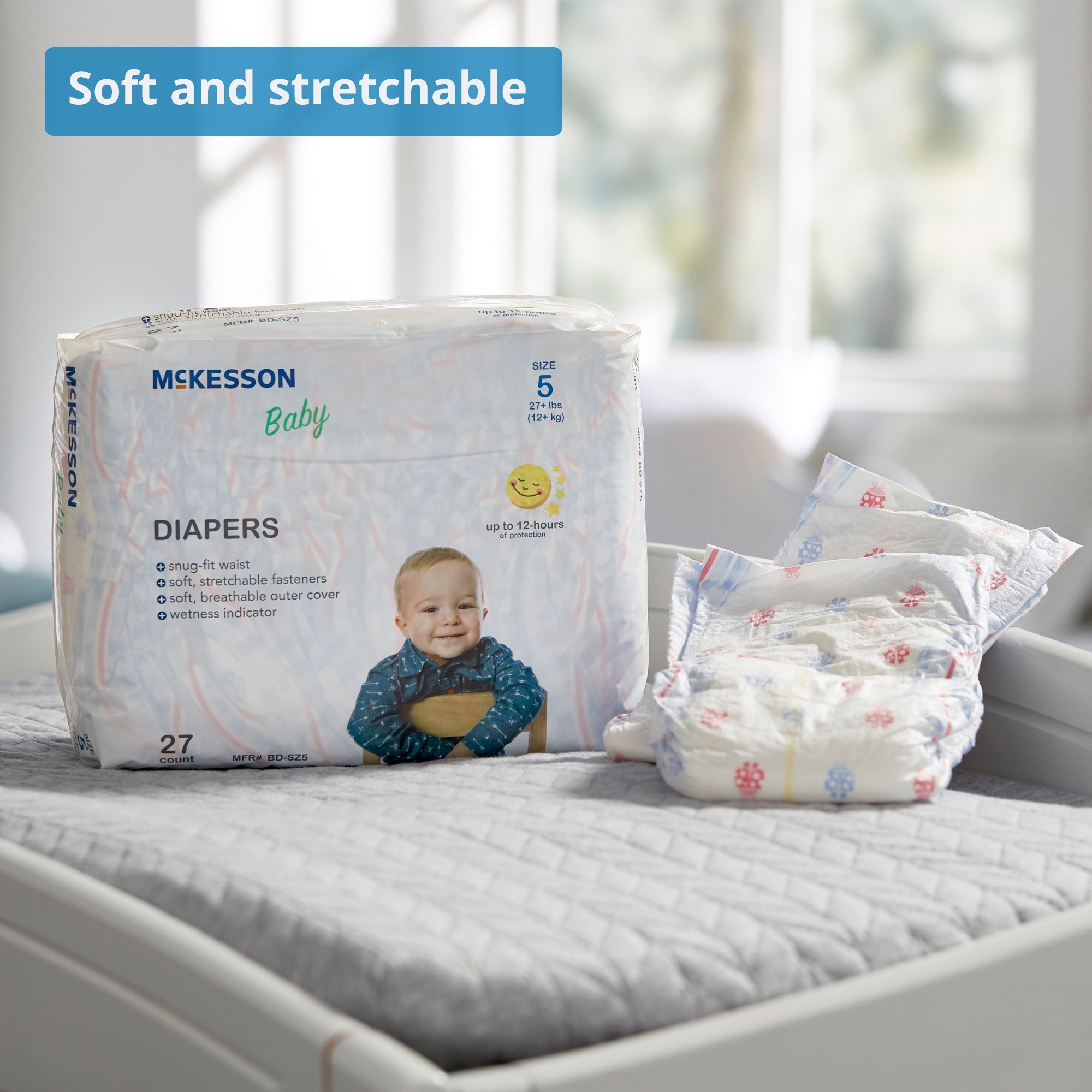 Unisex Baby Diaper McKesson Size 5 Disposable Heavy Absorbency, Packaging Type- Case