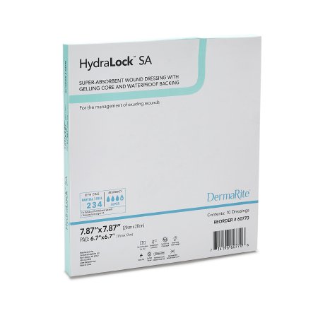 Super Absorbent Dressing HydraLock SA 7.87 X 7.87 Inch Square,Packaging Type- Box