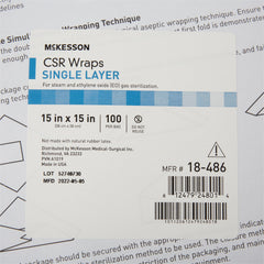 McKesson Sterilization Wrap Blue 15 X 15 Inch Single Layer Cellulose Steam / EO Gas, Packaging Type- Case