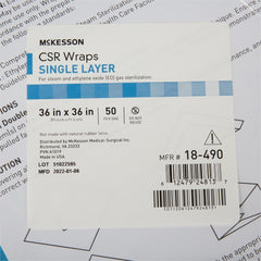 McKesson CSR Sterilization Wrap – Blue Single-Layer Cellulose 36 x 36 in, Compatible with Steam and EO Gas Sterilization, Latex-Free, BAA & TAA Compliant (Case of 250)