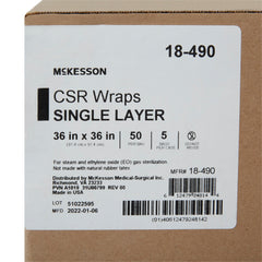 McKesson CSR Sterilization Wrap – Blue Single-Layer Cellulose 36 x 36 in, Compatible with Steam and EO Gas Sterilization, Latex-Free, BAA & TAA Compliant (Case of 250)