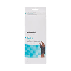 Wrist Brace with Abducted Thumb McKesson Aluminum / Foam / Spandex / Plastic Left Hand Black X-Small