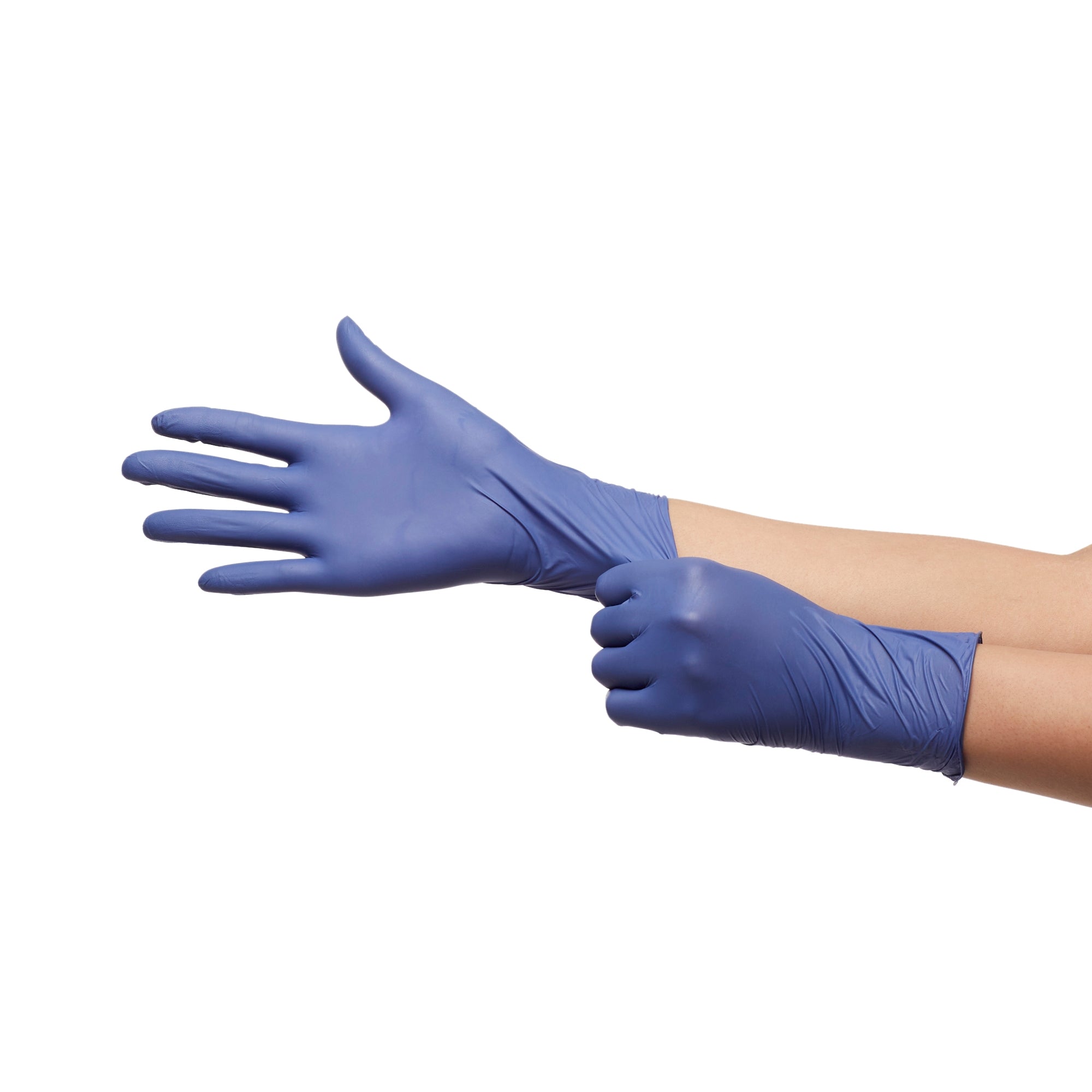 exam glove mckesson confiderm ldc small nonsterile nitrile standard cuff length fully textured blue chemo tested fentanyl tested packaging type box