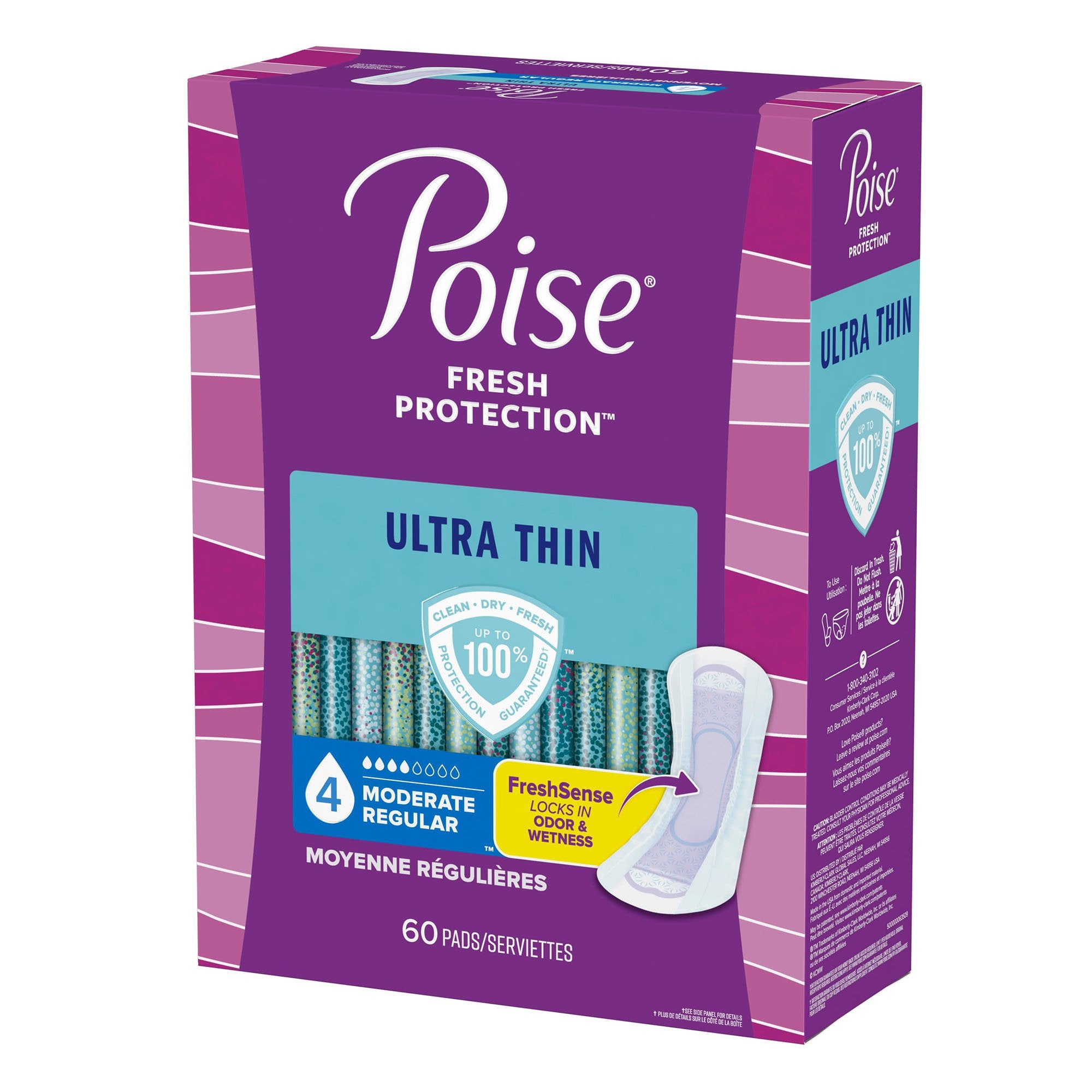 Bladder Control Pad Poise Fresh Protection Ultra Thin 9.4 Inch Length Moderate Absorbency Sodium Polyacrylate Core One Size Fits Most, Packaging Type- Case