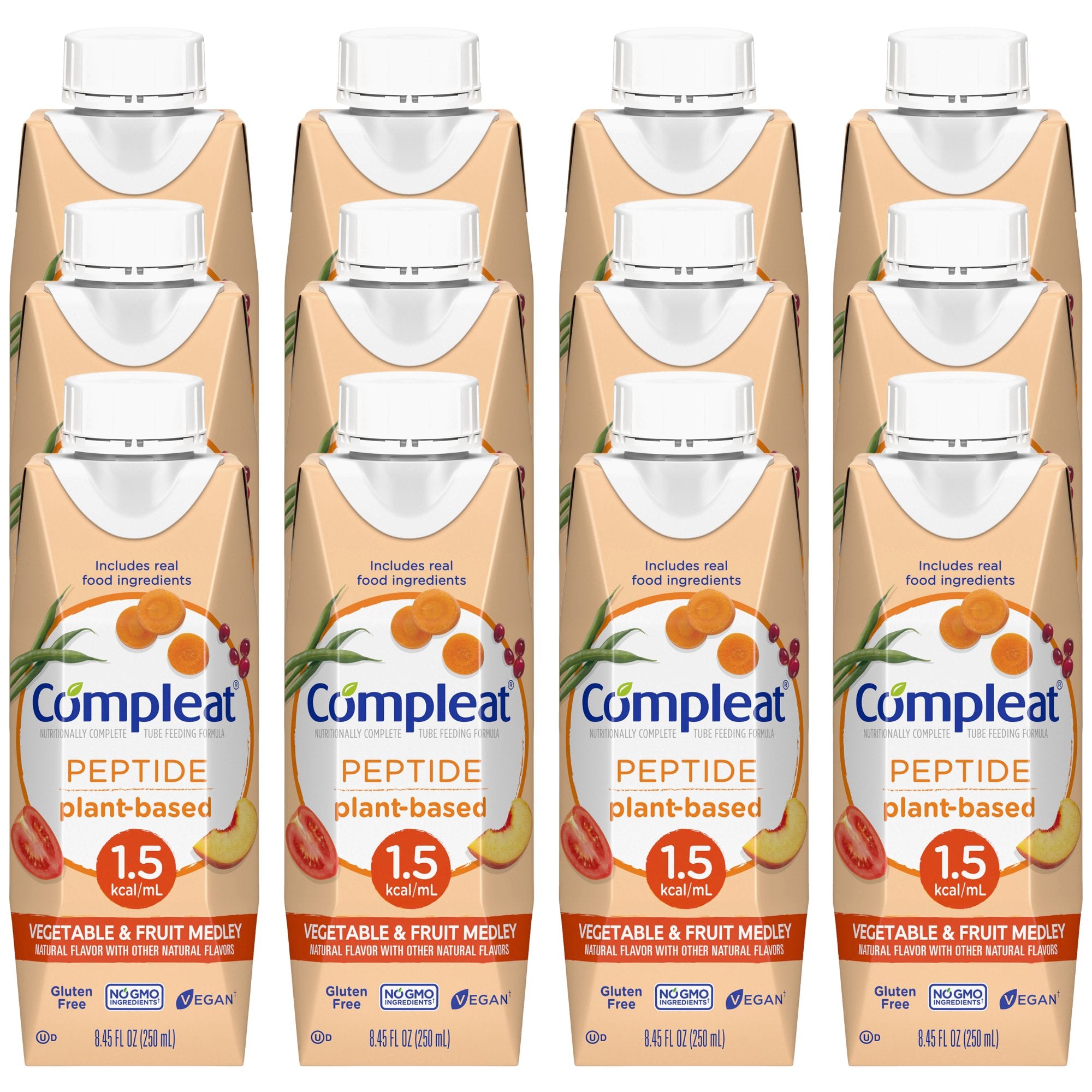 Oral Supplement Compleat Peptide 1.5 Fruit / Vegetable Medley Flavor 8.45 oz. Reclosable Carton Liquid | Each