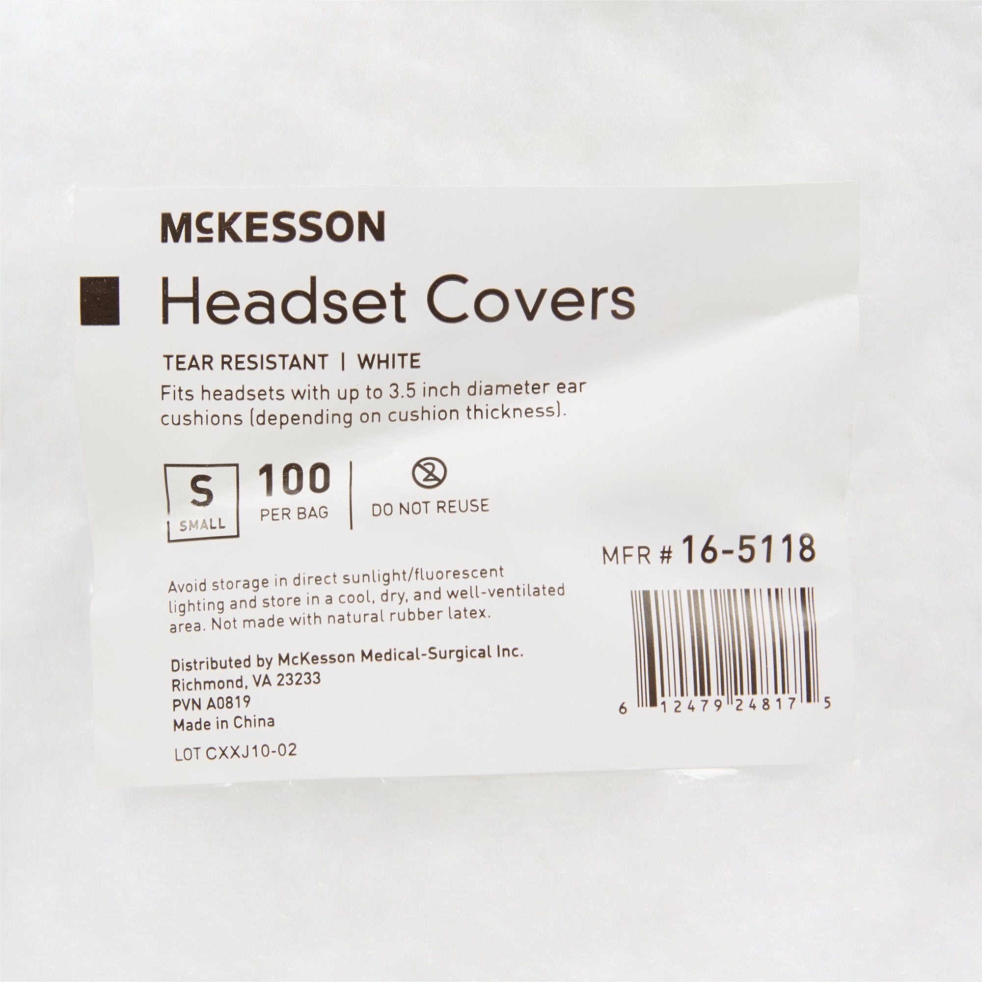 Sanitary Headset Cover McKesson Small For Earmuff of Most Headphones, Packaging Type- Case