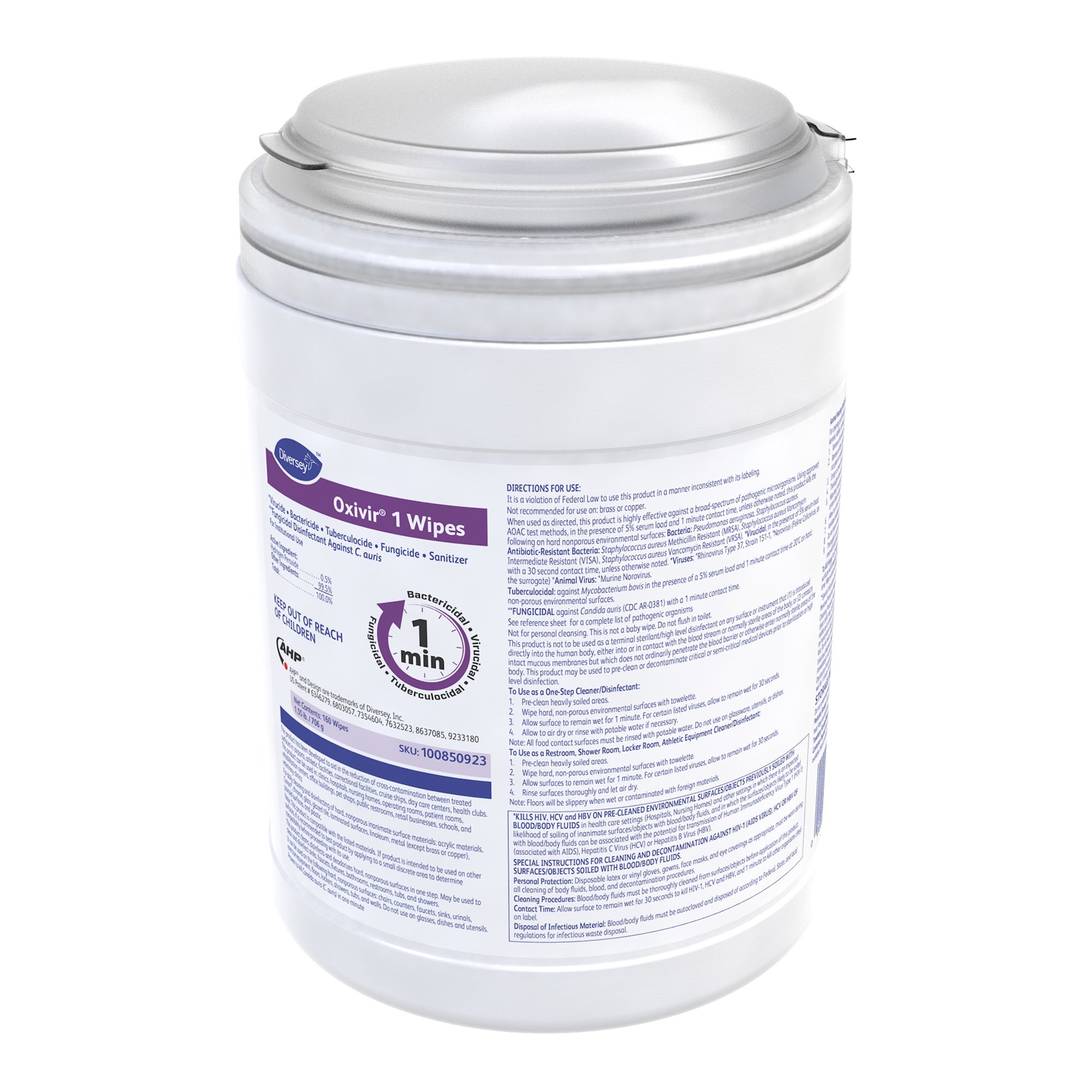 Oxivir 1 Surface Disinfectant Cleaner Premoistened Broad Spectrum Manual Pull Wipe 160 Count Canister Scented NonSterile | 12CT/Case