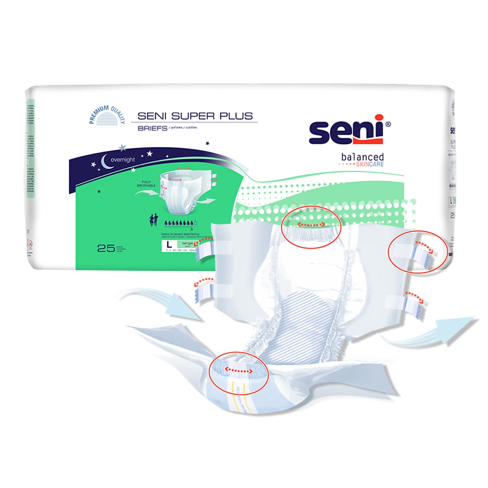 Unisex Adult Incontinence Brief Seni Super Plus Large Disposable Heavy Absorbency, Packaging Type- Case