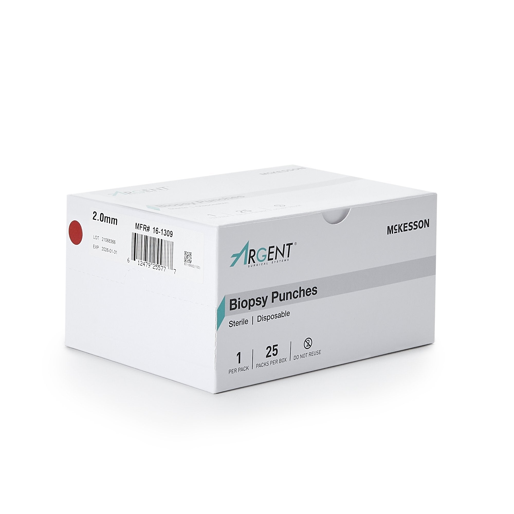 Biopsy Punch McKesson Argent Dermal 2 mm, Packaging Type- Case