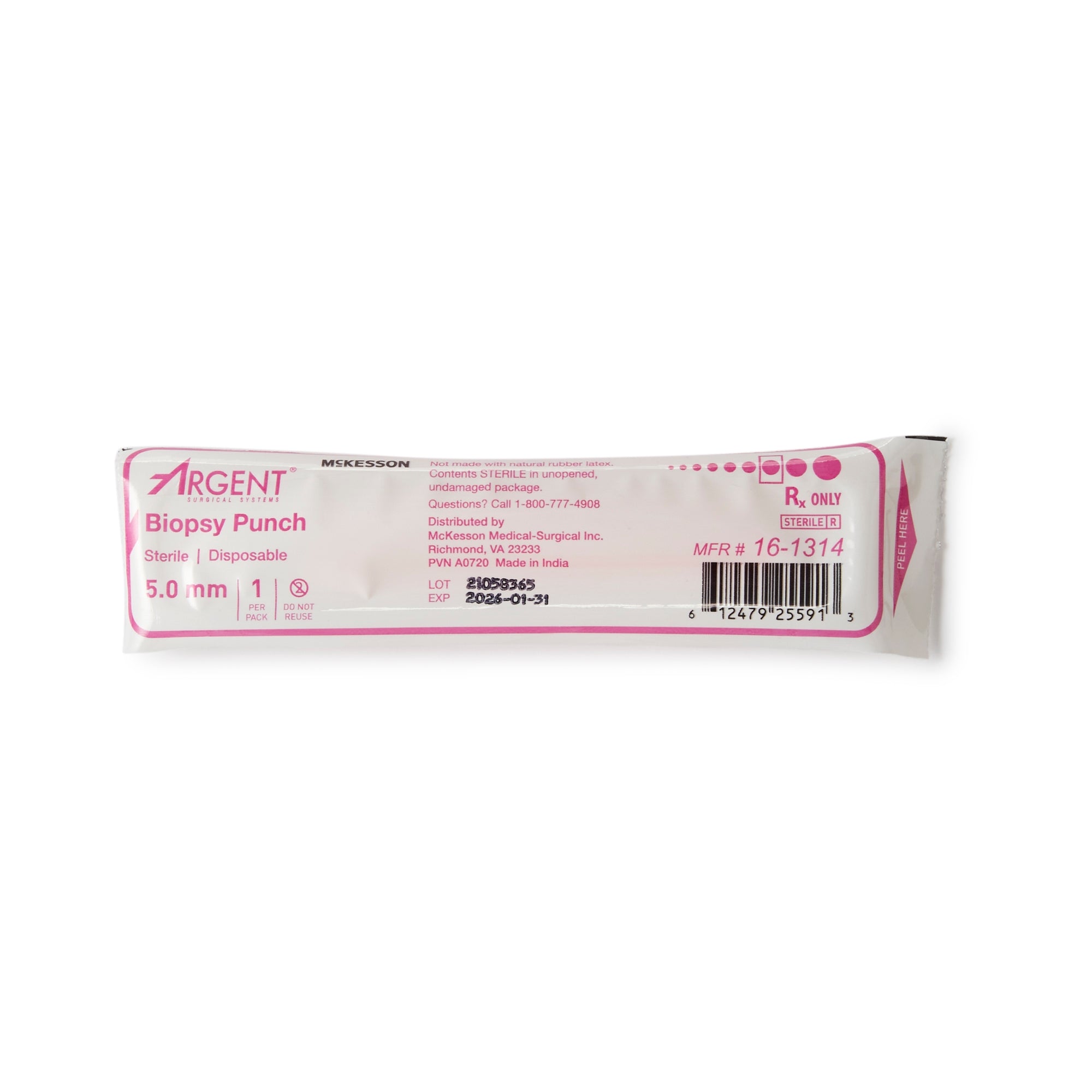 Biopsy Punch McKesson Argent Dermal 5 mm, Packaging Type- Box
