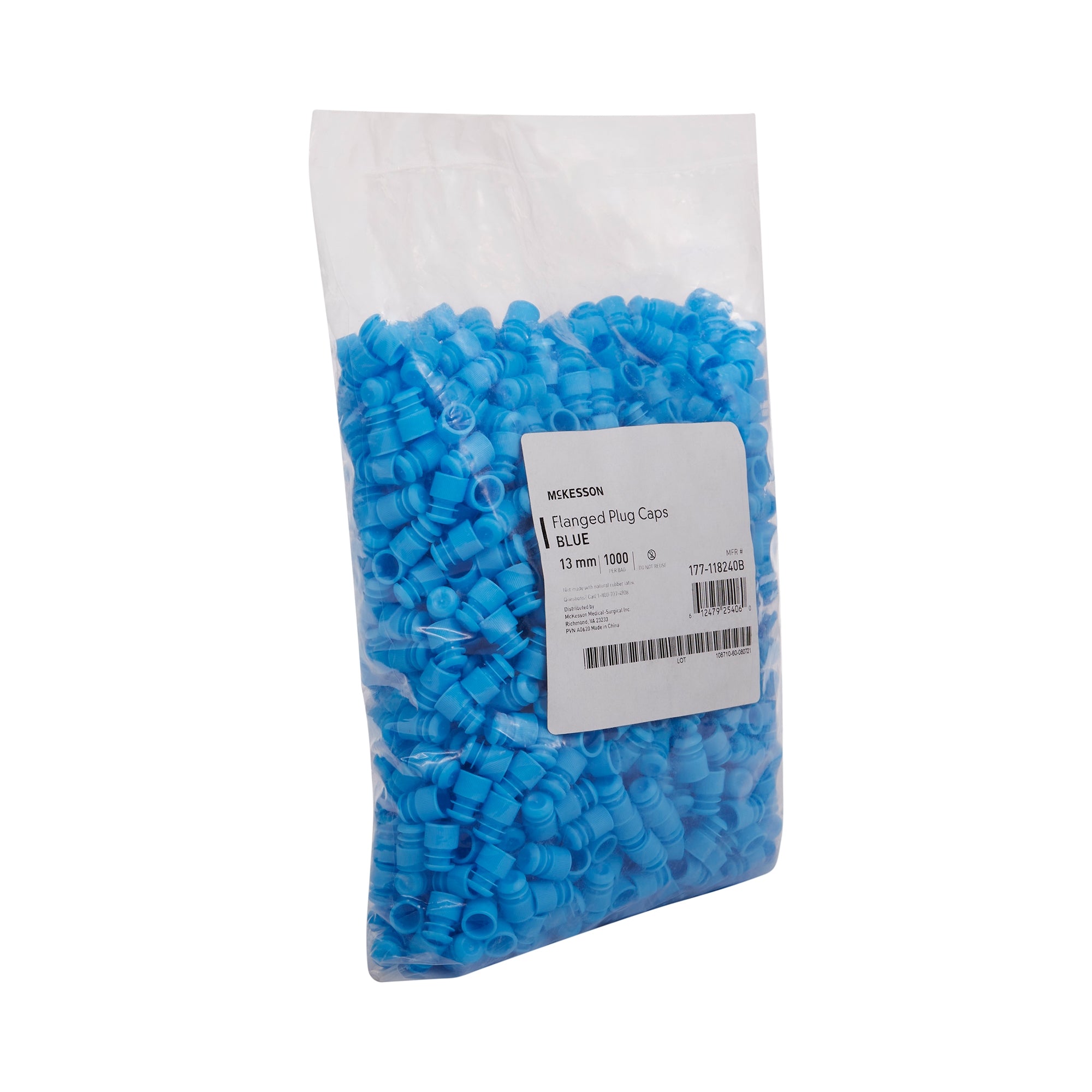 McKesson Tube Closure Polyethylene Flanged Plug Cap Blue 13 mm For Use with 13 mm Blood Drawing Tubes, Glass Test Tubes, Plastic Culture Tubes NonSterile, Packaging Type- Case