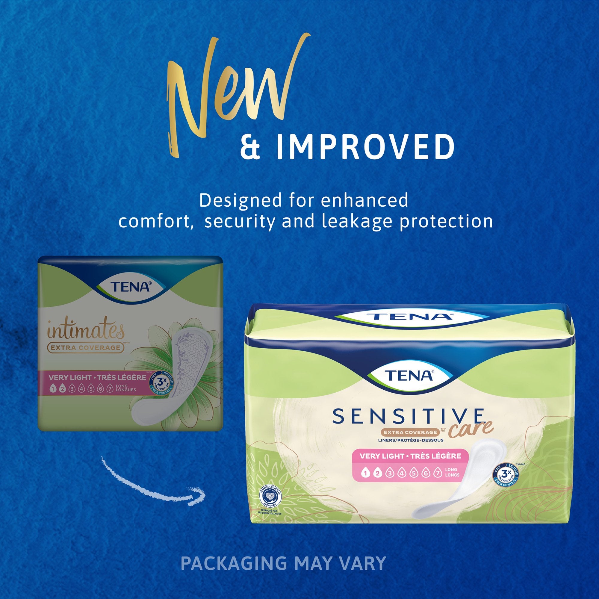 Bladder Control Pad TENA Sensitive Care Extra Coverage 9 Inch Length Light Absorbency Dry-Fast Core One Size Fits Most, Packaging Type- Case