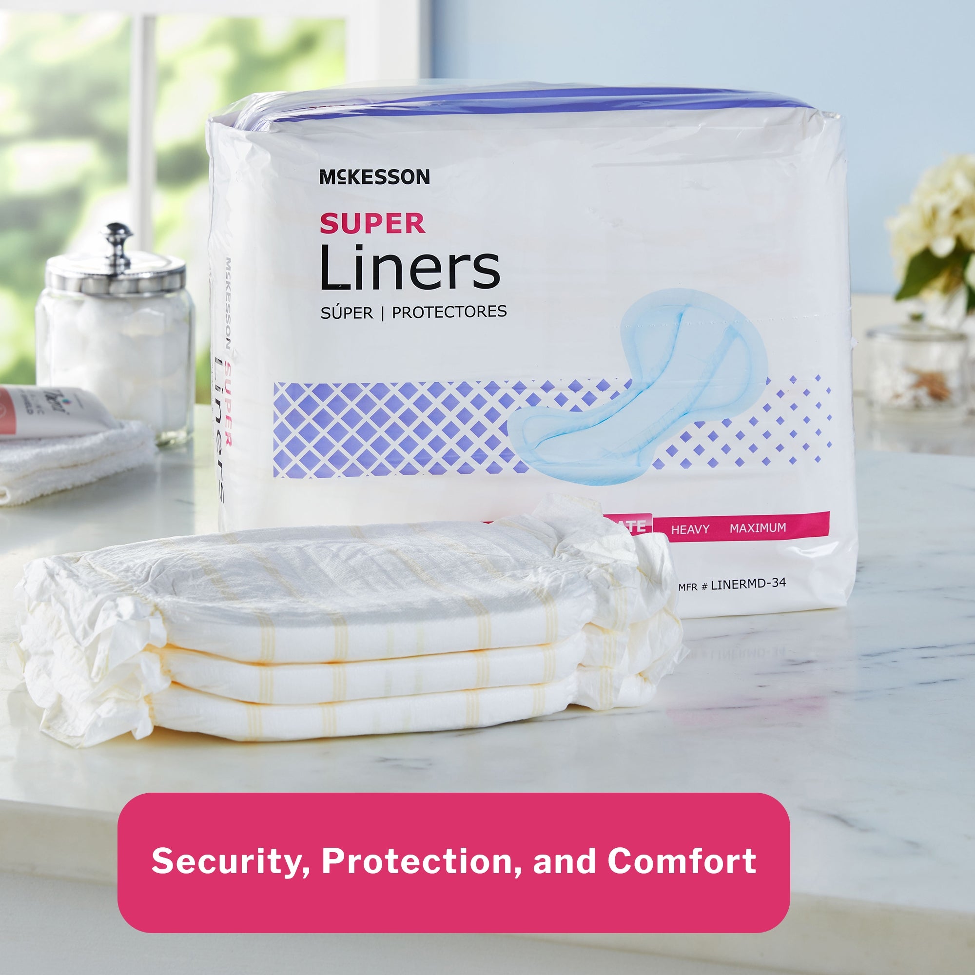 Incontinence Liner McKesson Super 25-1/5 Inch Length Moderate Absorbency Polymer Core One Size Fits Most, Packaging Type- Case