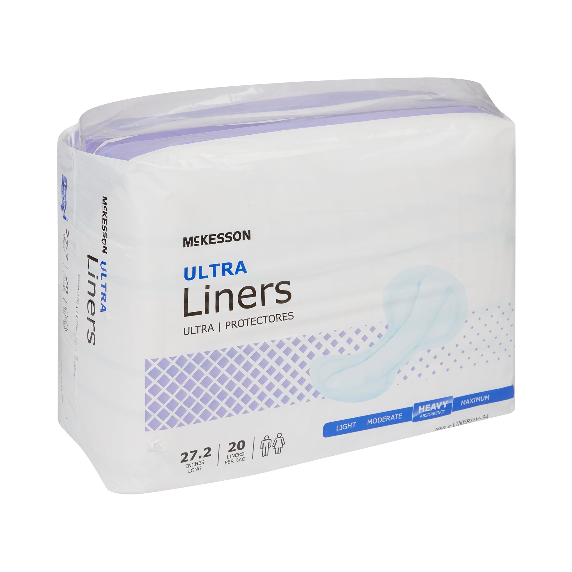 McKesson Ultra Incontinence Liner – Heavy Absorbency Polymer Core, 27.2 Inch Unisex Contoured (Case of 80) | HCPCS T4535