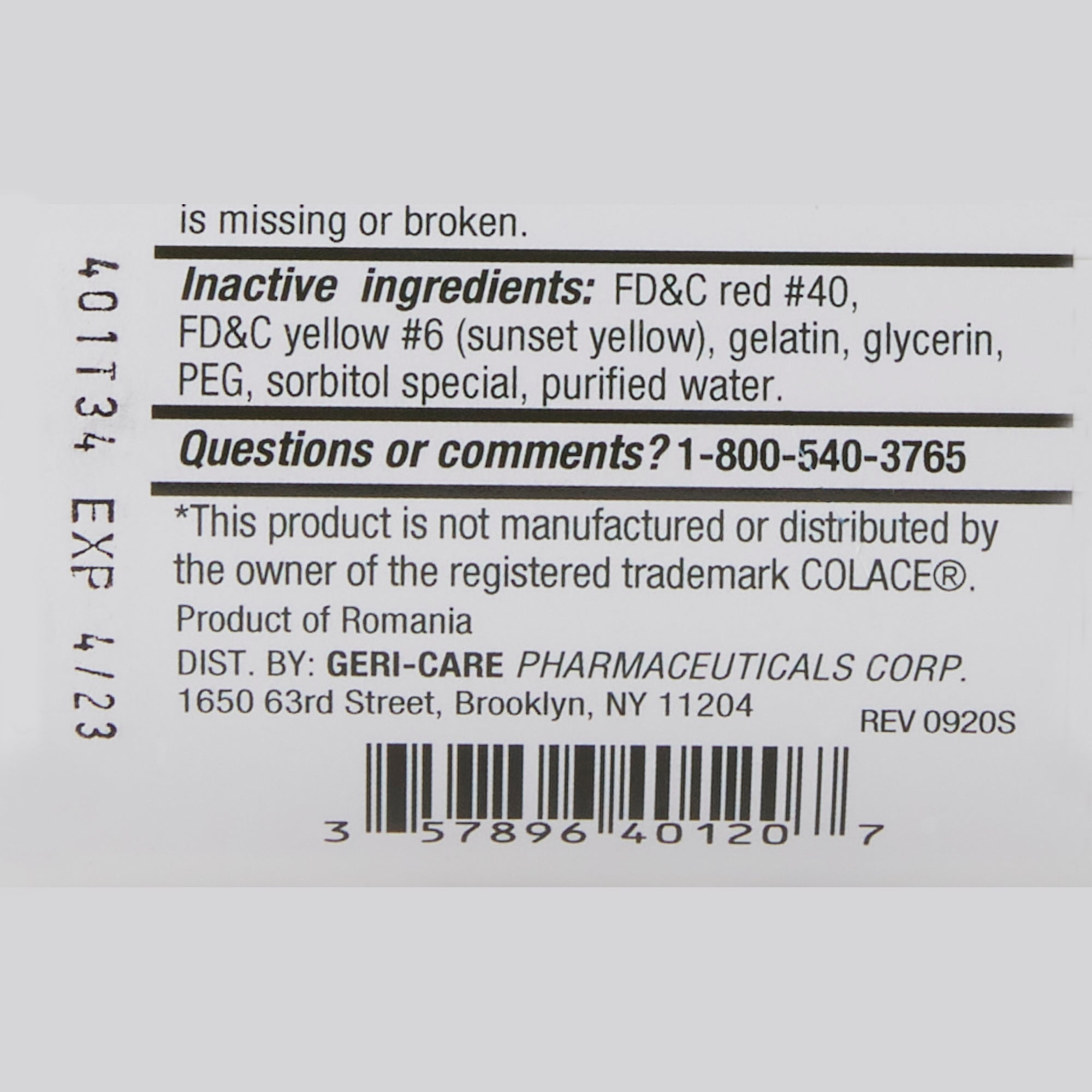 Stool Softener Geri-Care Softgel 200 per Bottle 100 mg Strength Docusate Sodium, Packaging Type- Case