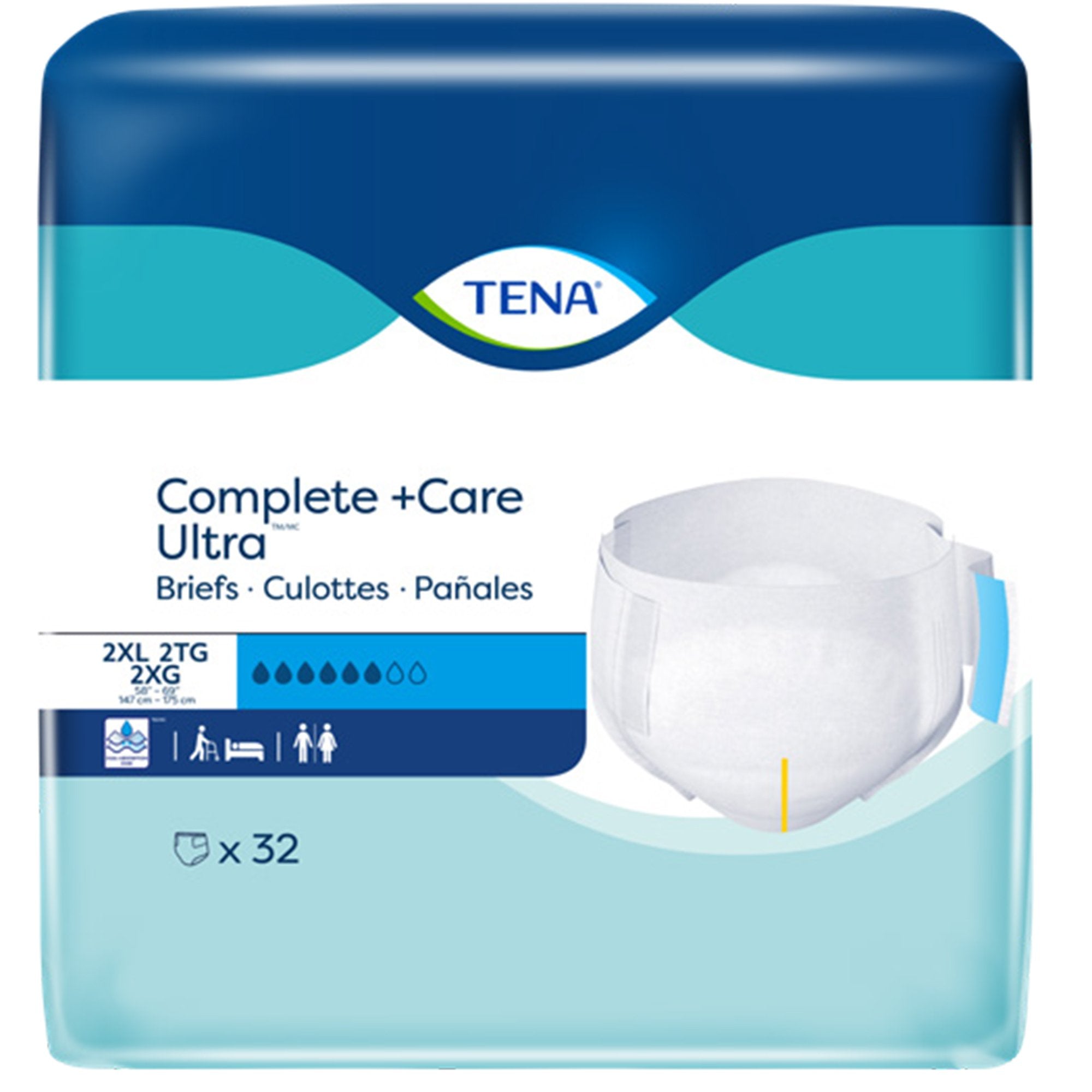 Unisex Adult Incontinence Brief TENA Complete + Care Ultra 2X-Large Disposable Moderate Absorbency, Packaging Type- Case