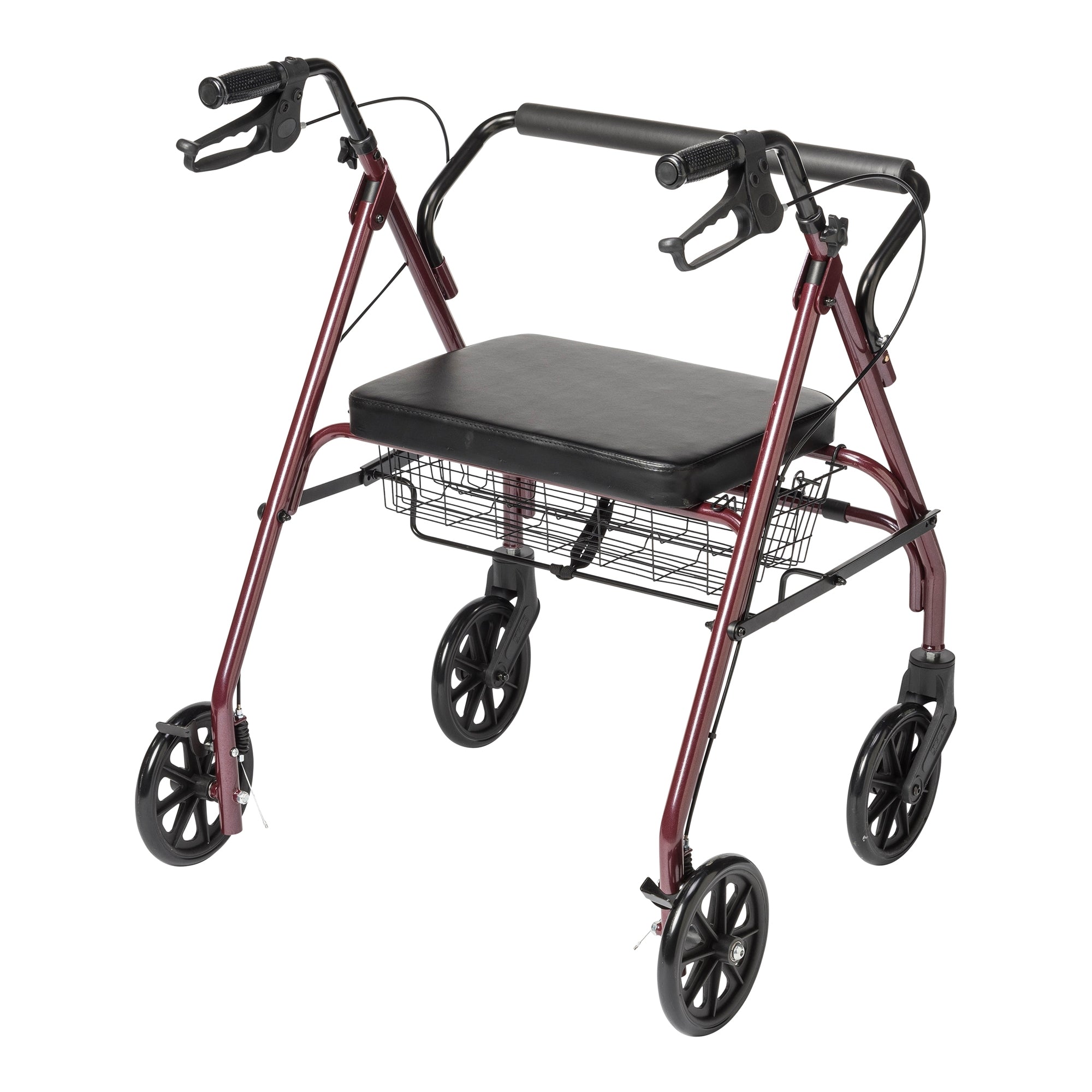 Bariatric 4 Wheel Rollator McKesson Red Adjustable Height / Folding Steel Frame, Packaging Type- Case