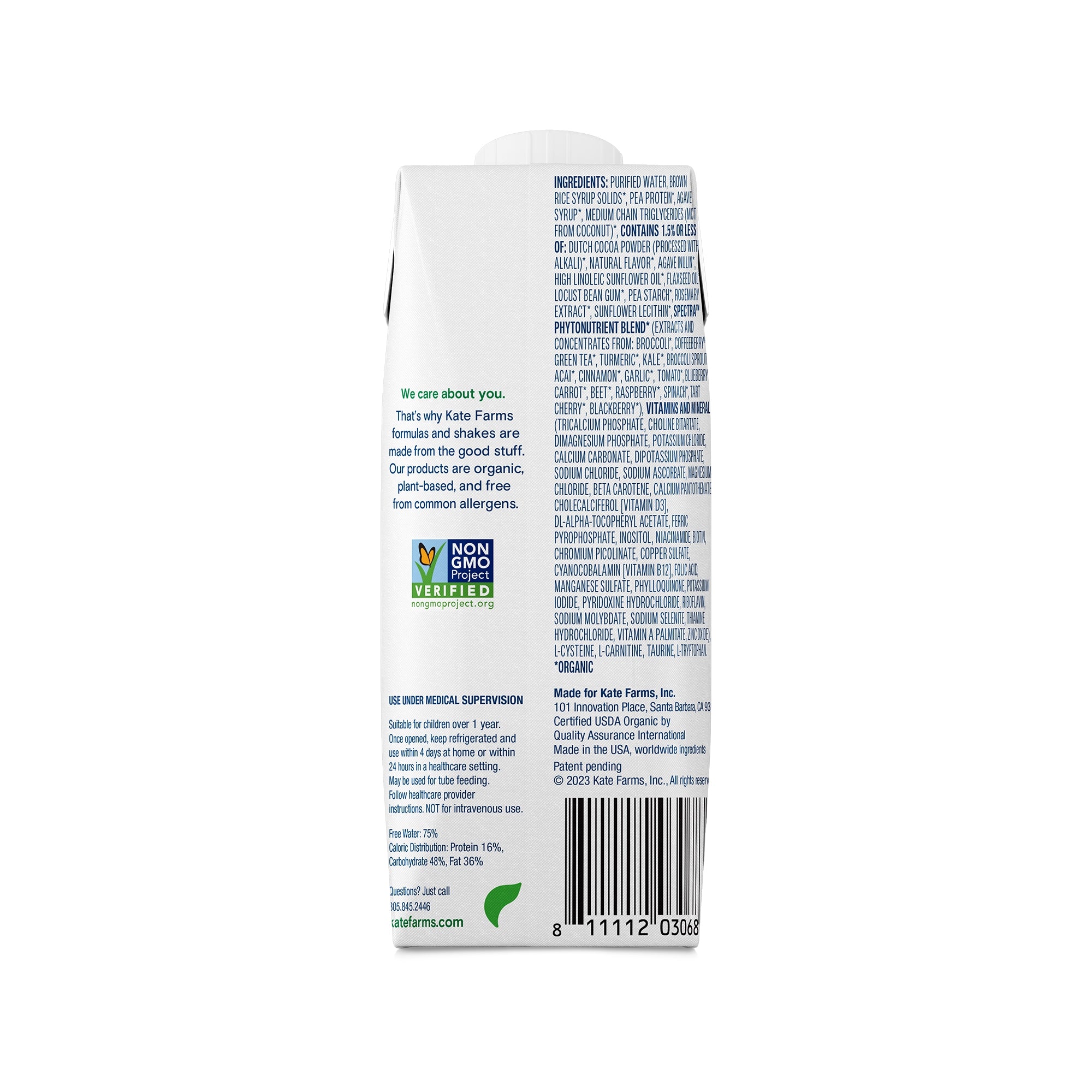 Pediatric Oral Supplement Kate Farms Pediatric Standard 1.2 Chocolate Flavor 8.45 oz. Carton Liquid Organic Pea Protein,Packaging Type- Each