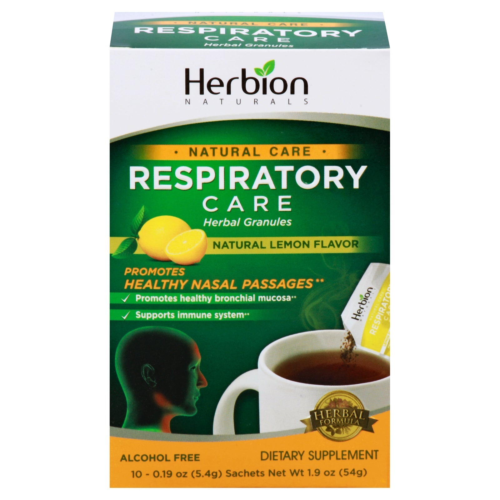 Herbion Naturals Cuidado Respiratorio - Cuidado Natural - Gránulos Herbales - Limón - 10 Sobres