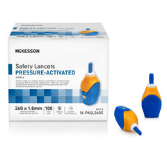 Safety Lancet McKesson 26 Gauge Retractable Pressure Activated Finger, Packaging Type- Box