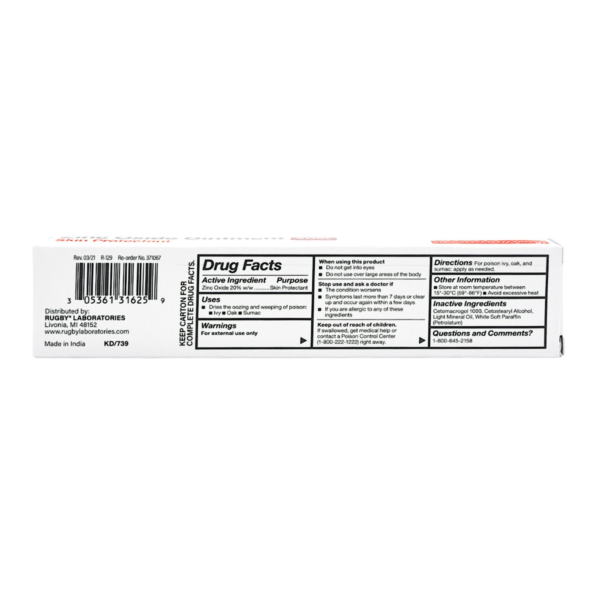 Skin Protectant Rugby 2 oz. Tube Scented Ointment,Packaging Type- Each