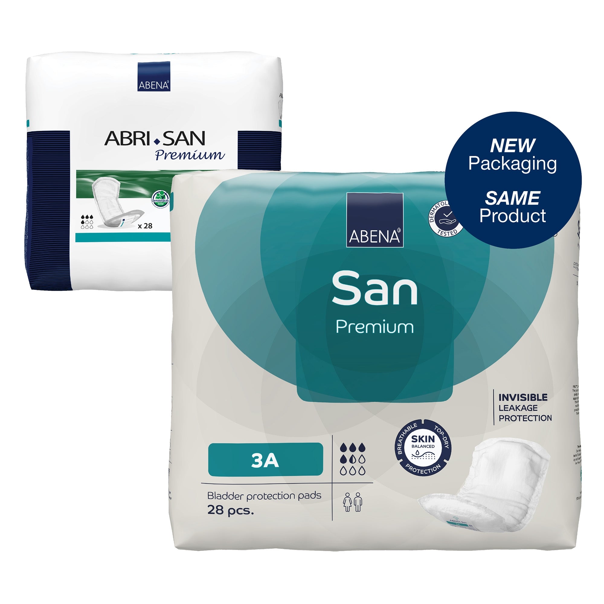 Bladder Control Pad Abena San Premium 4.3 X 12.9 Inch Moderate Absorbency Fluff / Polymer Core Size 3A, Packaging Type- Case