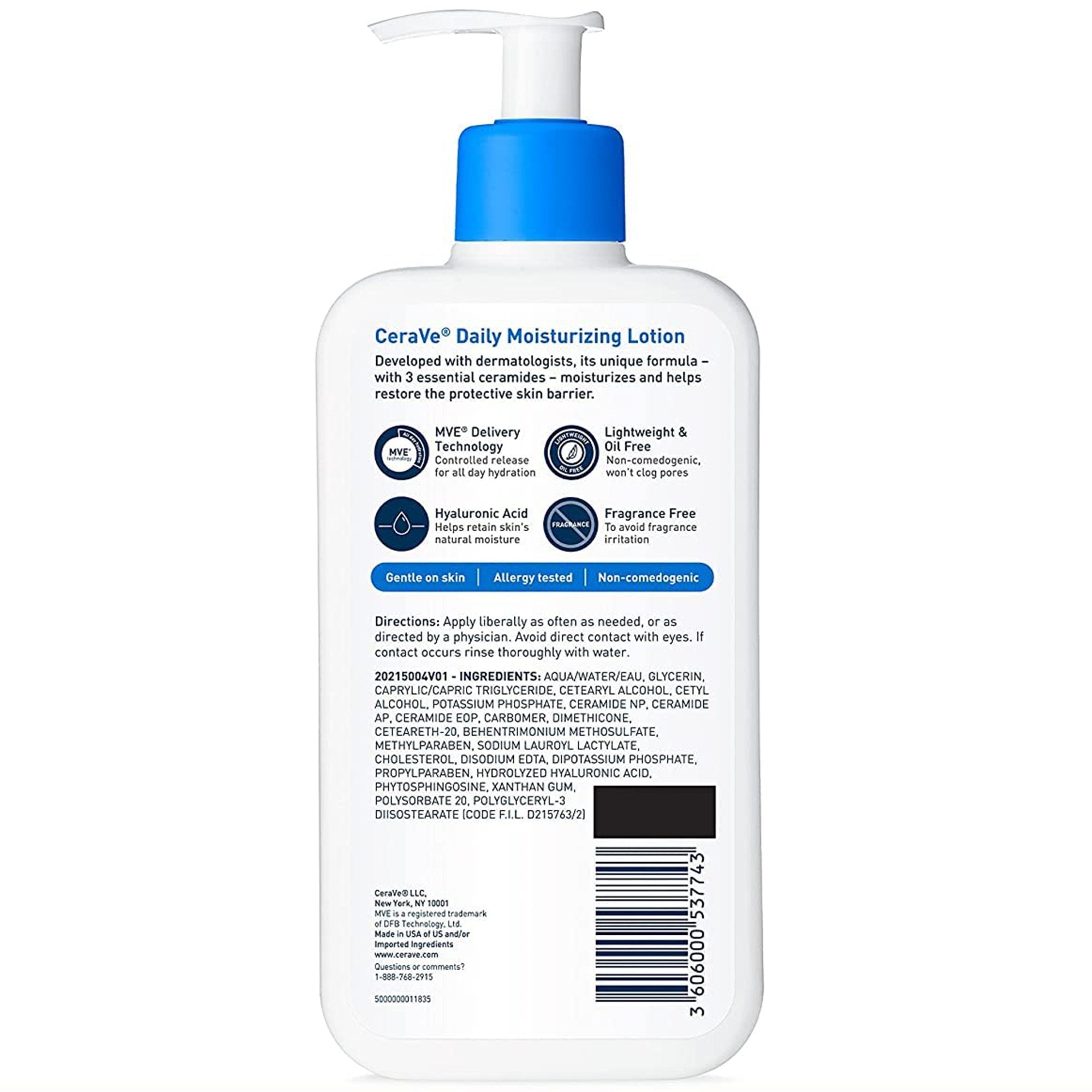 Facial Cleanser CeraVe Hydrating Cleanser Lotion 12 oz. Pump Bottle Unscented,Packaging Type- Each