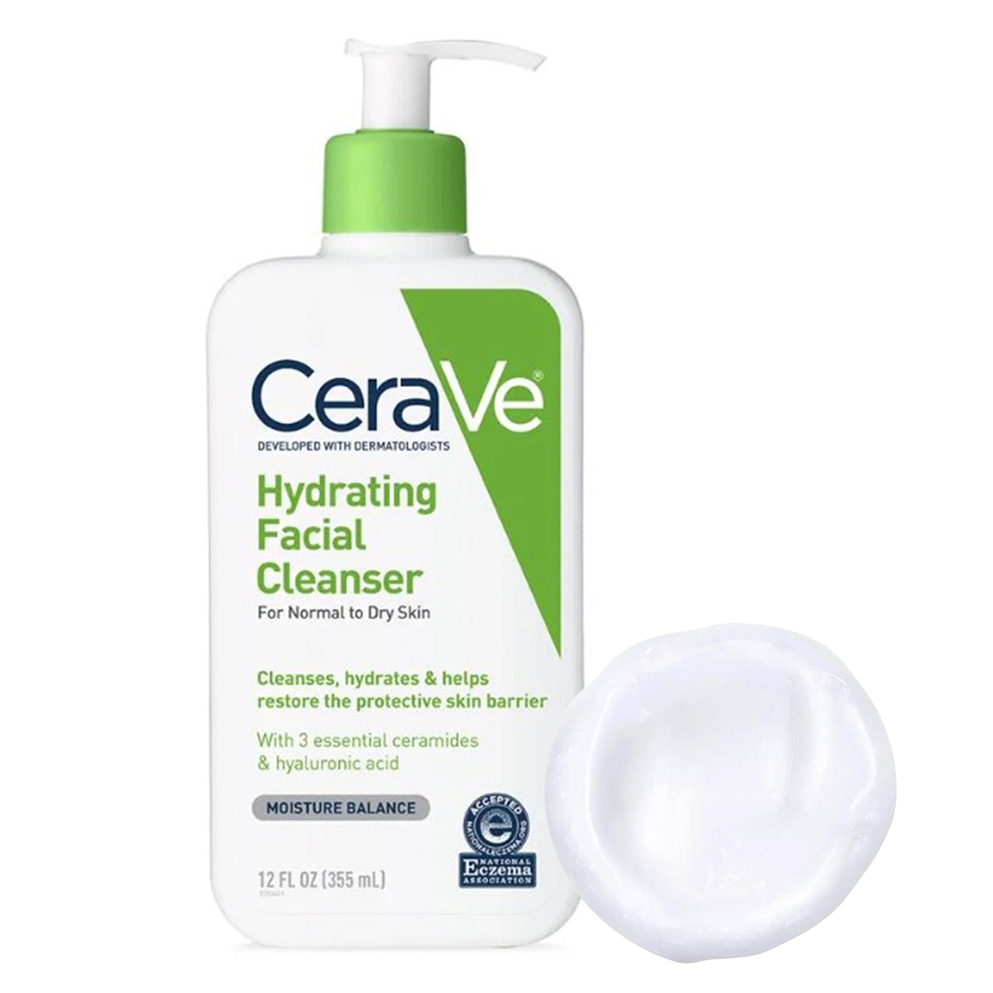 Facial Cleanser CeraVe Hydrating Cleanser Lotion 12 oz. Pump Bottle Unscented,Packaging Type- Each
