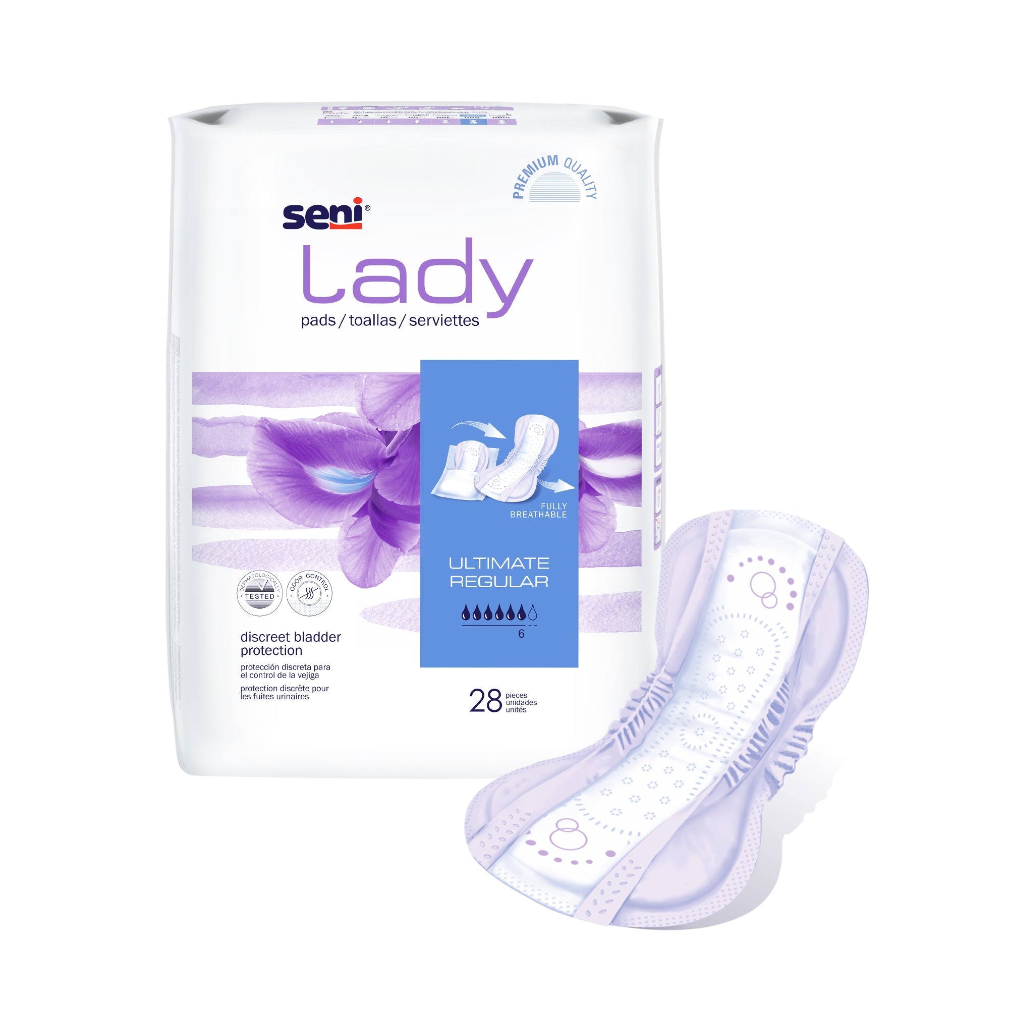 Bladder Control Pad Seni Lady Ultimate 14.4 Inch Length Heavy Absorbency Super Absorbent Core One Size Fits Most, Packaging Type- Case
