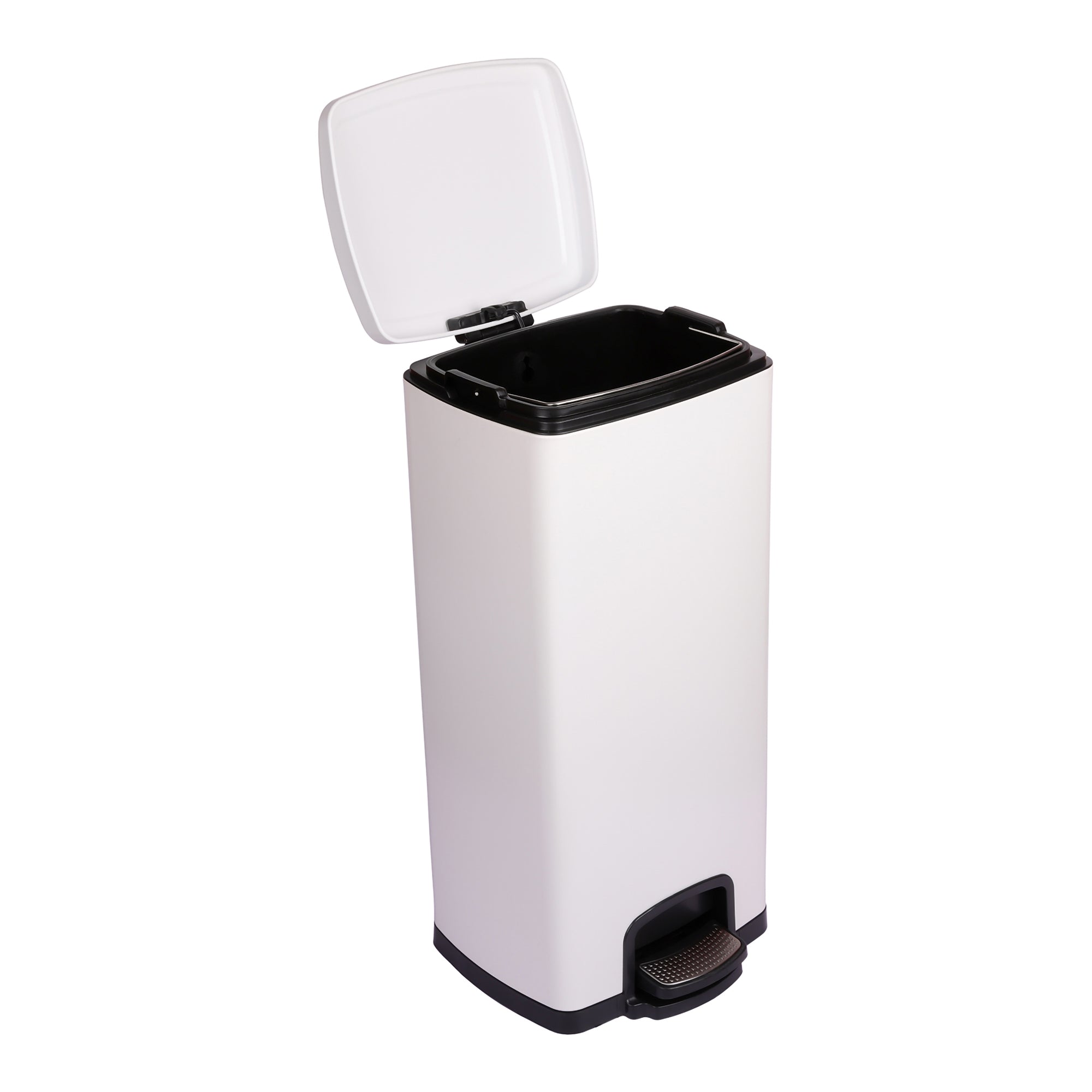 Hygienic white metal square bin for offices