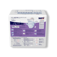 unisex adult absorbent underwear seni active super plus pull on with tear away seams 2x large disposable heavy absorbency packaging type case
