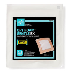 Foam Dressing Optifoam Gentle EX 4 X 4 Inch With Border Waterproof Backing Silicone Face and Border Square Sterile,Packaging Type- Box