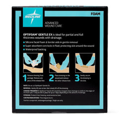 Foam Dressing Optifoam Gentle EX 4 X 4 Inch With Border Waterproof Backing Silicone Face and Border Square Sterile,Packaging Type- Box
