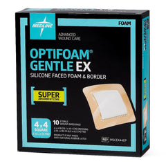 Foam Dressing Optifoam Gentle EX 4 X 4 Inch With Border Waterproof Backing Silicone Face and Border Square Sterile,Packaging Type- Box
