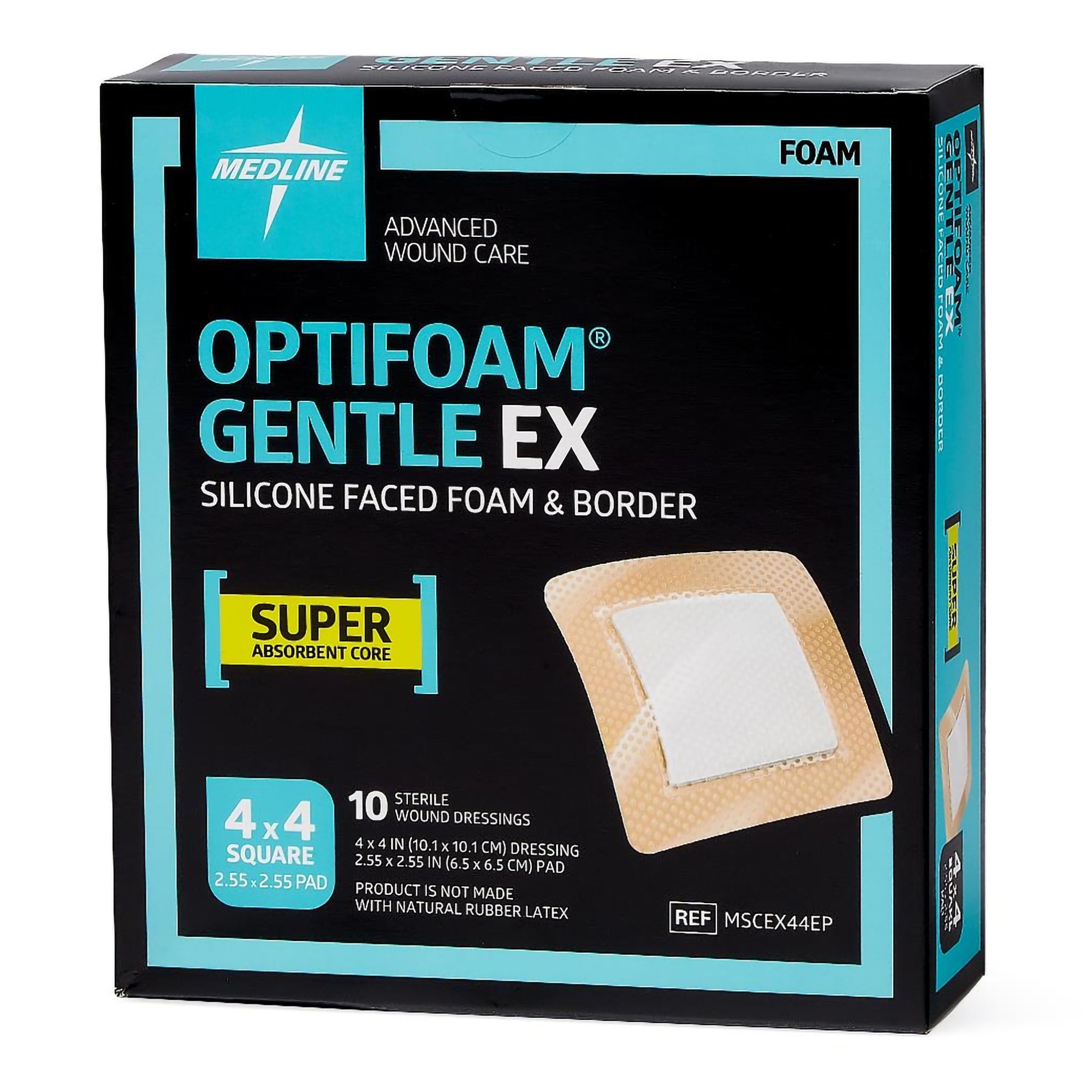 Foam Dressing Optifoam Gentle EX 4 X 4 Inch With Border Waterproof Backing Silicone Face and Border Square Sterile,Packaging Type- Box