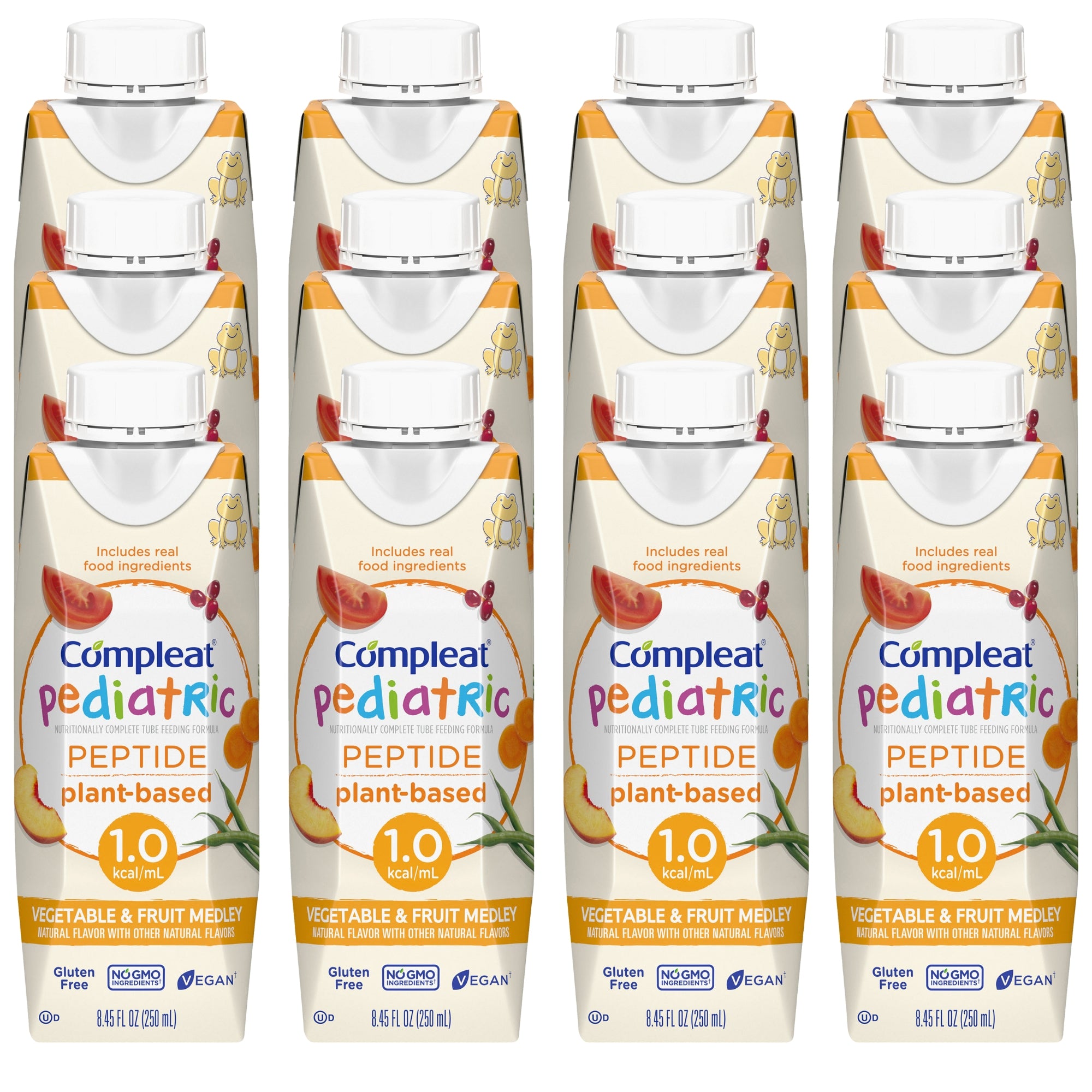 Pediatric Tube Feeding Formula Compleat Pediatric Peptide 1.0 Vegetable / Fruit Medley Flavor 250 mL Reclosable Carton Liquid Plant Based