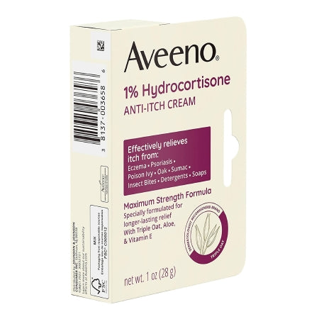 Itch Relief Aveeno Active Naturals 1% Strength Cream 1 oz. Tube,Packaging Type- Each