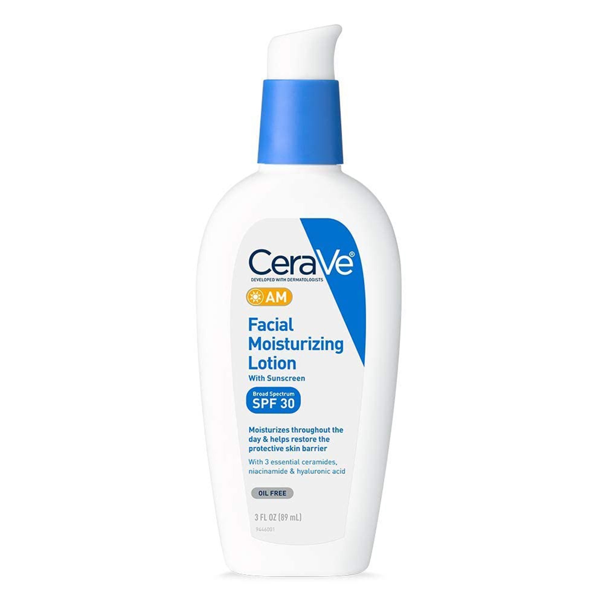 Facial Moisturizer with Sunscreen CeraVe AM 3 oz. Pump Bottle Unscented Lotion,Packaging Type- Each