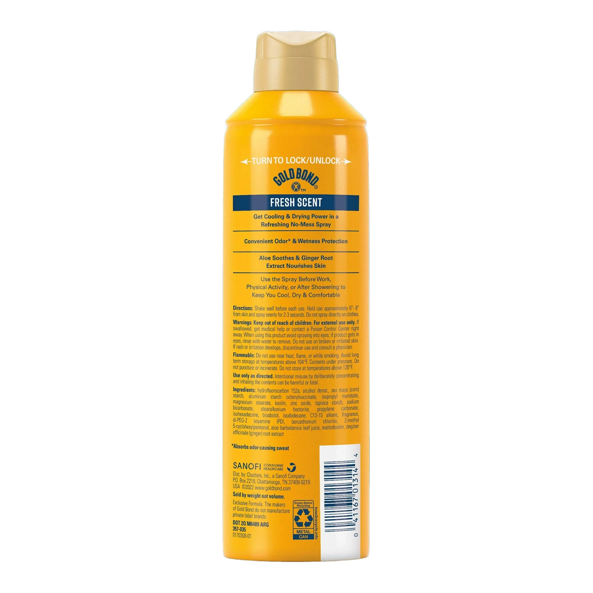 Body Powder Spray Gold Bond No Mess 7 oz. Fresh Scent Aerosol Can,Packaging Type- Each