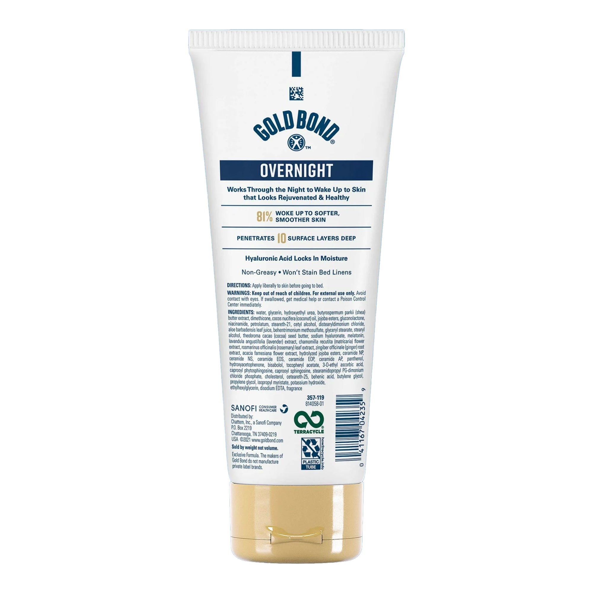 Hand and Body Moisturizer Gold Bond Overnight 8 oz. Tube Lavender Scent Lotion,Packaging Type- Each