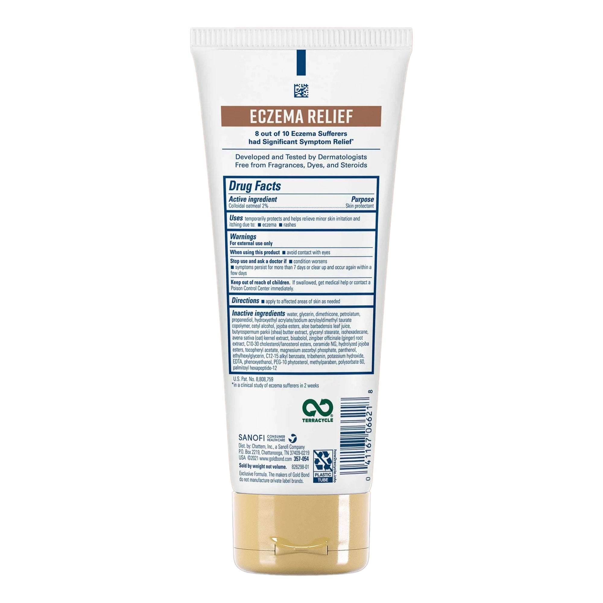 Skin Protectant Gold Bond Eczema Relief 8 oz. Tube Unscented Cream,Packaging Type- Each