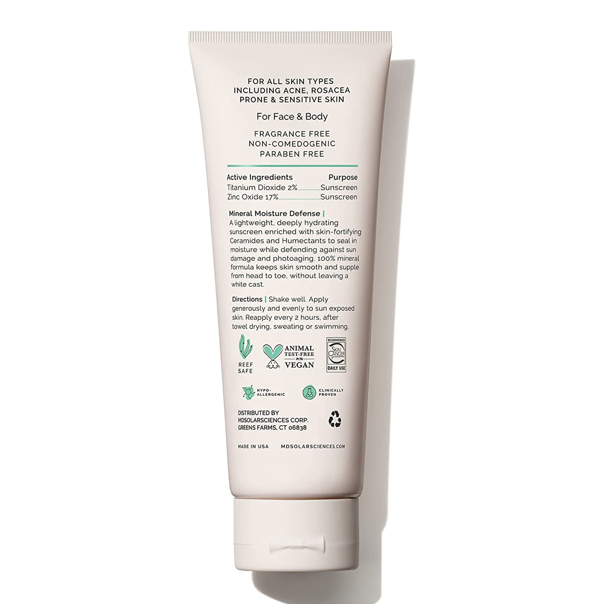 Sunscreen MDSolarsciences Mineral Moisture Defense SPF 50 Cream 3.4 oz. Tube,Packaging Type- Each