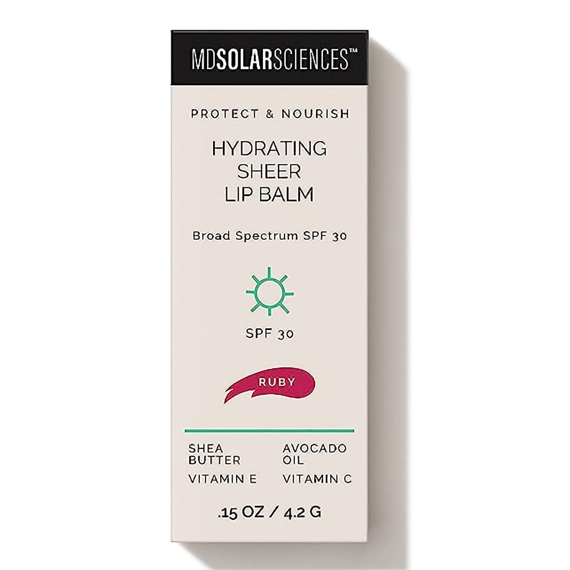 Tinted Lip Balm with Sunscreen MDSolarsciences Hydrating Sheer SPF 30 0.15 oz. Tube,Packaging Type- Each