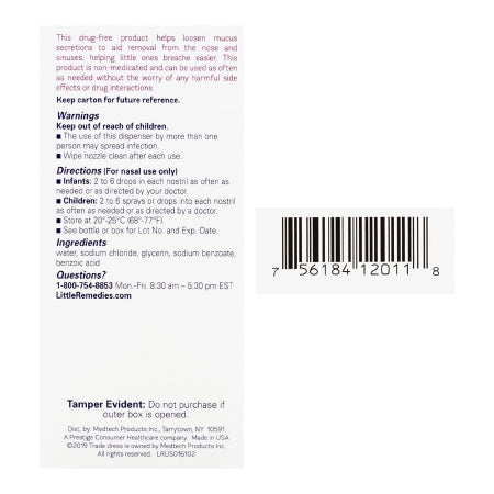 Saline Nasal Spray Little Remedies 0.65% Strength 1 oz.,Packaging Type- Each