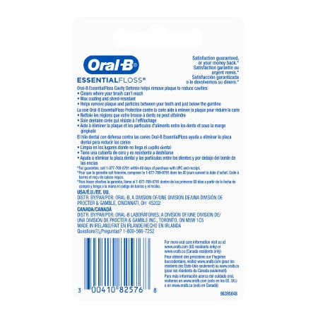 Dental Floss Oral-B Essential Floss Cavity Defense Waxed 54 Yard Unflavored,Packaging Type- Each
